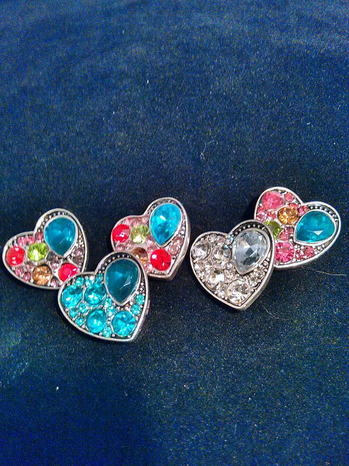 HOT NEW SNAP AND SWITCH 18mm Snaps multiple colors Rhinestone hearts