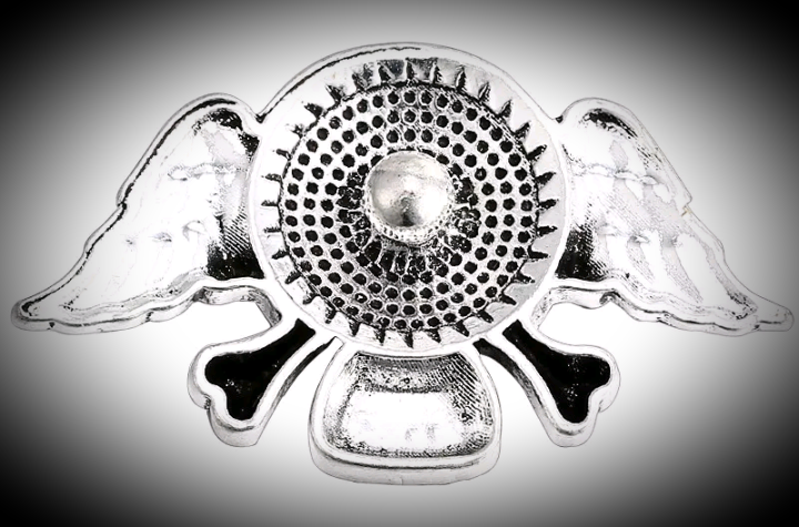 Deluxe sized 18 mm rhinestone skull with angel wings snap