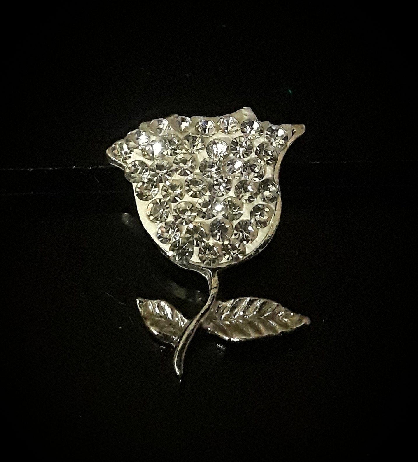 18mm noosa snap white rhinestone rose