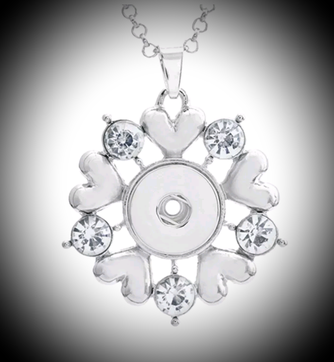 18mm noosa snap pendant with hearts and rhinestones