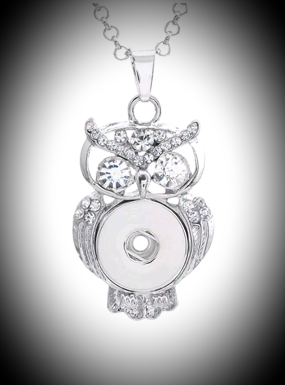 Owl Snap Pendant with rhinestones