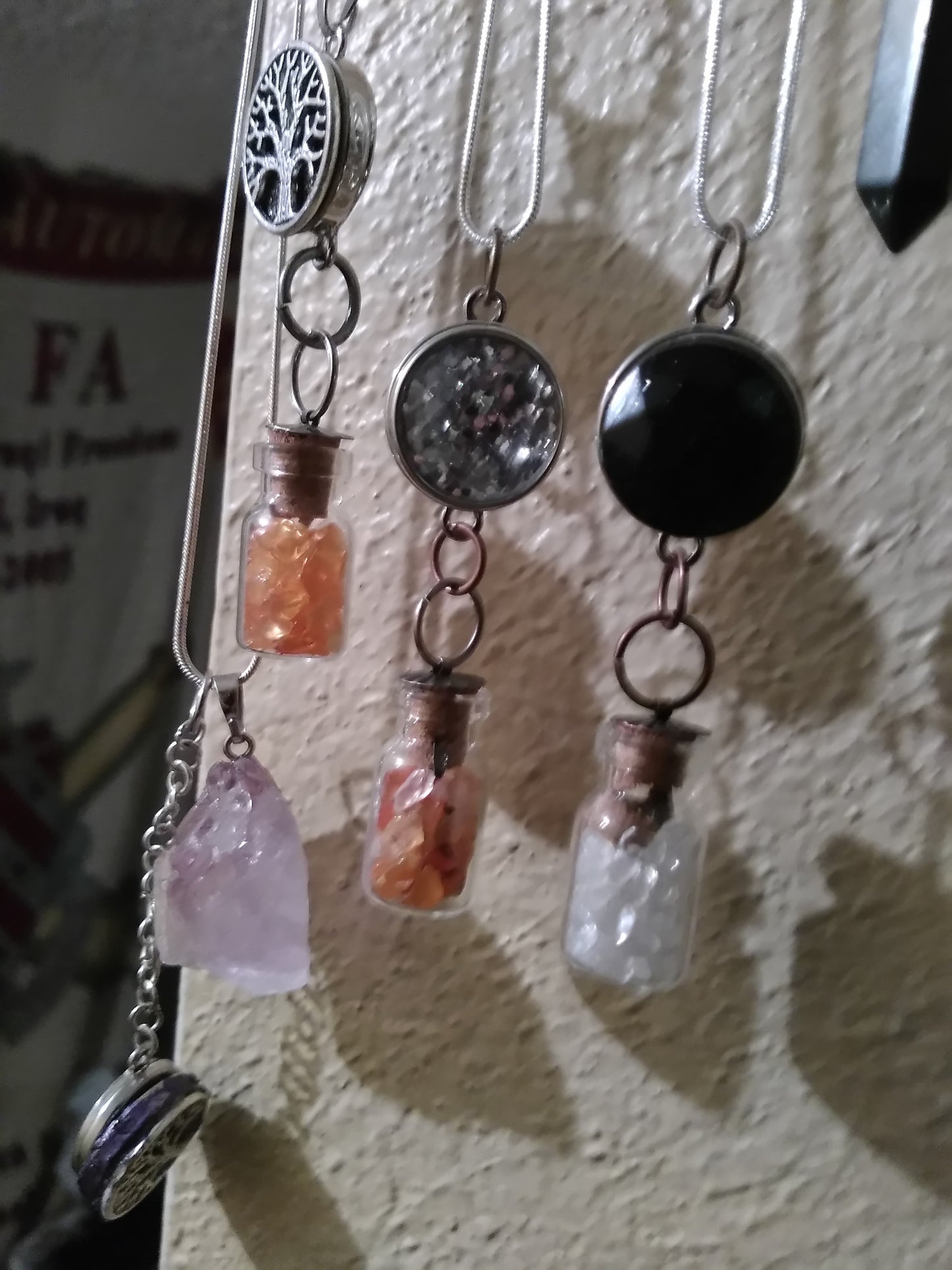 Crystals in a bottle citrine necklace with removable snap