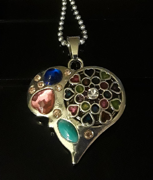 18mm noosa snap heart pendant w multiple colored rhinestones