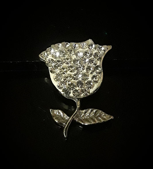 18mm noosa snap white rhinestone rose