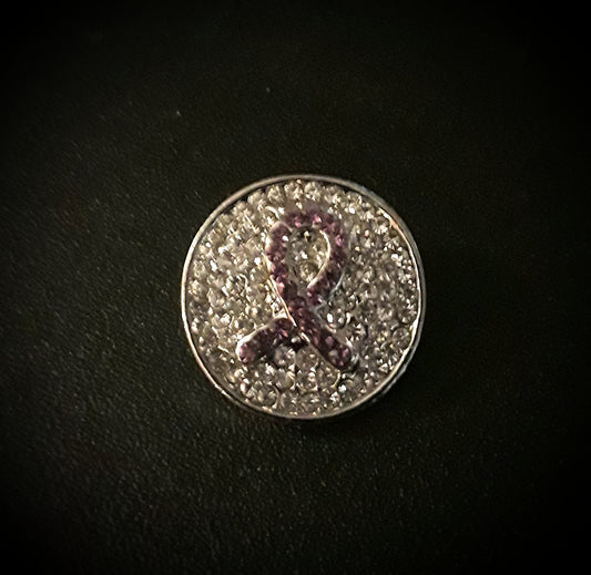 18mm noosa snap pink rhinestone awareness ribbon