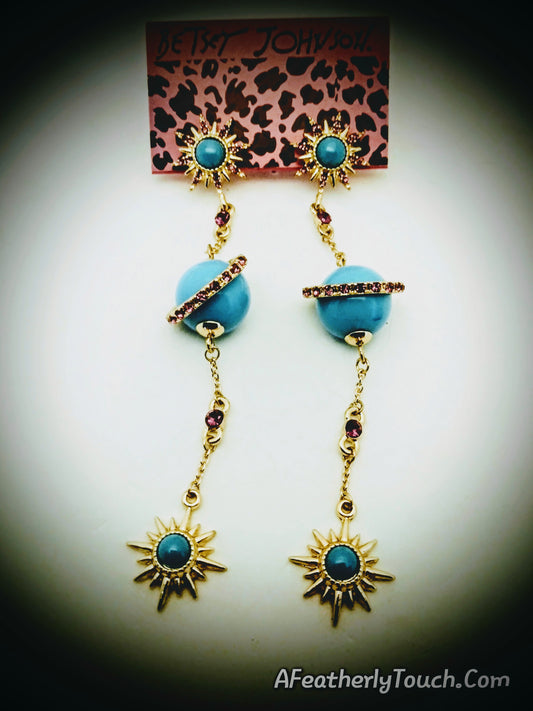 Beautiful Betsey Johnson Unique Planet and Star Earrings