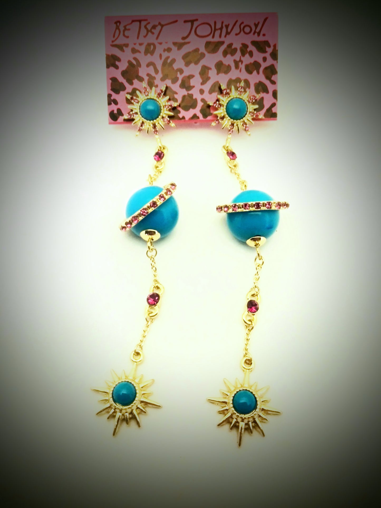 Beautiful Betsey Johnson Unique Planet and Star Earrings